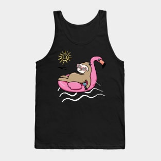 Chilling flamingo sloth beach Tank Top